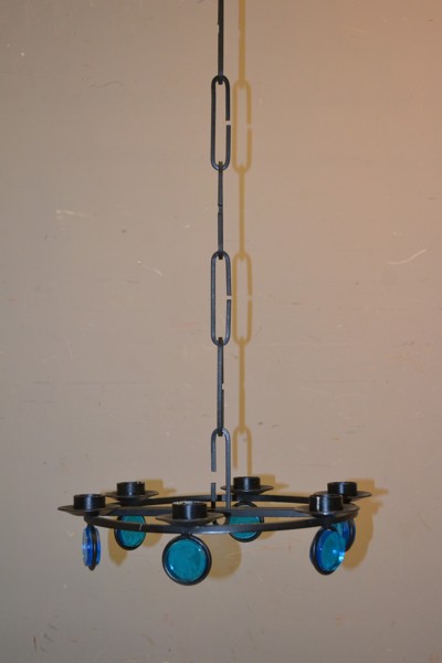 Ljuskrona. Smide & glas, 1960/70-talet.