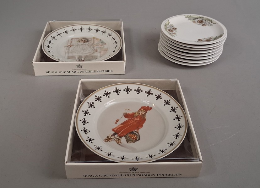 2 Samlartallrikar, Bing & Gröndal & Assietter Winterling, Röslou.