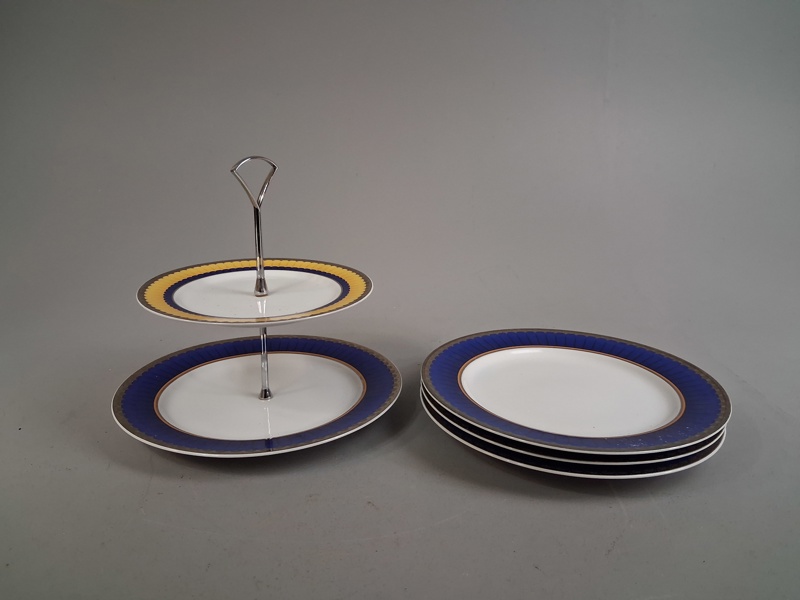 3 Mat tallrikar & kakfat, Fyrklövern, Sigvard Bernadotte.