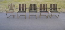 5 Trädgårdsstolar. 4 Grythyttan & 1 Hedbergs Verkstäder Osby, renoveringsobjekt.