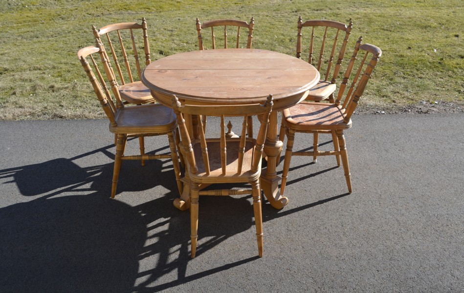 Bord Furu & 6 stolar, 1800/1900-talet.
