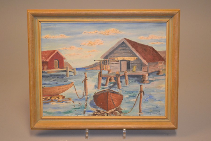 OIDENTIFIERAD KONSTNÄR. Olja på pannå, signerad Nydqvist & daterad 1956.