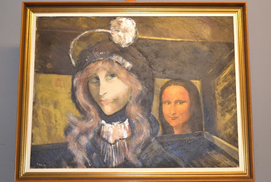 PETER JAKOBY. Blandteknik på duk, "Mona Lisa", signerad.