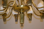 Taklampa. Mässing & opalinglas, Swedish Modern, 1930/40-talet, 10 ljuspunkter.