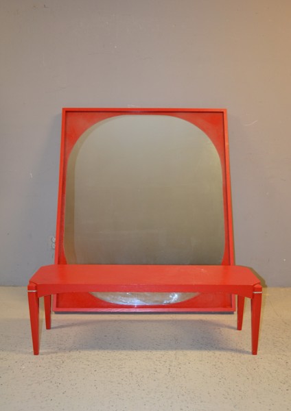 Spegel & bänk/hylla. AB Glas & Trä Hovmantorp, 1960/70-talet.