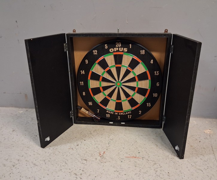 Darttavla med pilar.