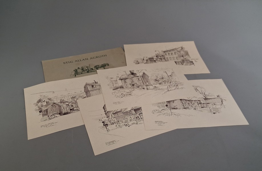 STIG ALLAN AG ROTH. 5 Reproducerade teckningar av stan som förändrats.