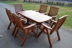 Trädgårdmöbler. KWA, 7 delar. Bord med iläggsskiva & 6 stolar.