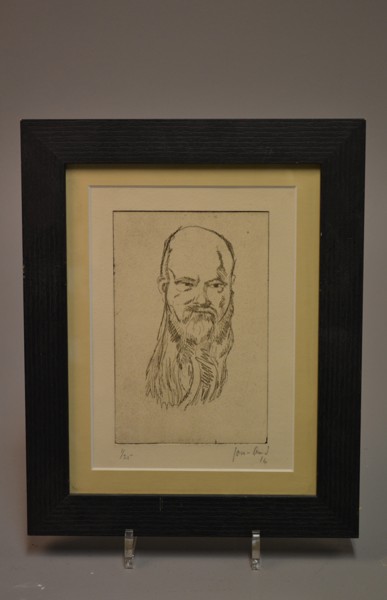 JOHN JON-AND. Litografi, "Med långt skägg", signerad, daterad 1916 & numrerad 1/25.