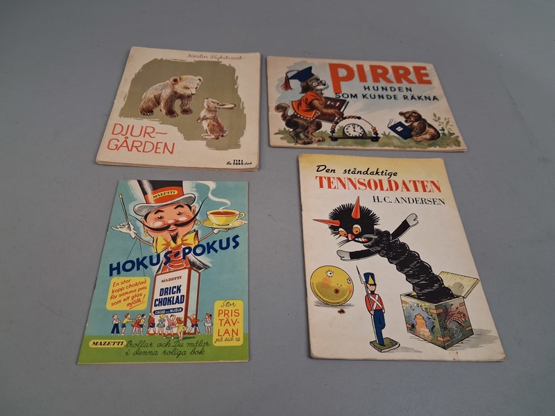 Äldre häften/tidningar. Den ståndaktiga tennsoldaten H.C. Andersen, Pierre, Hunden som kunde räkna, Djurgården, Kerstin Frykstrand mfl.