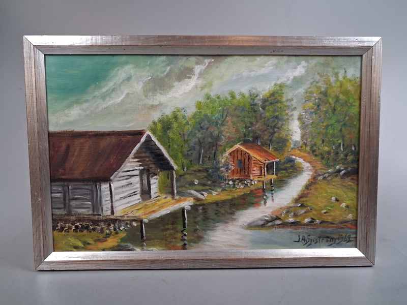 Olja på pannå. Oidentifierad konstnär.