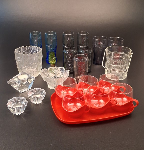 Diverse glas. Bl.a Coca Cola glas, Melitta koppar m.m.
