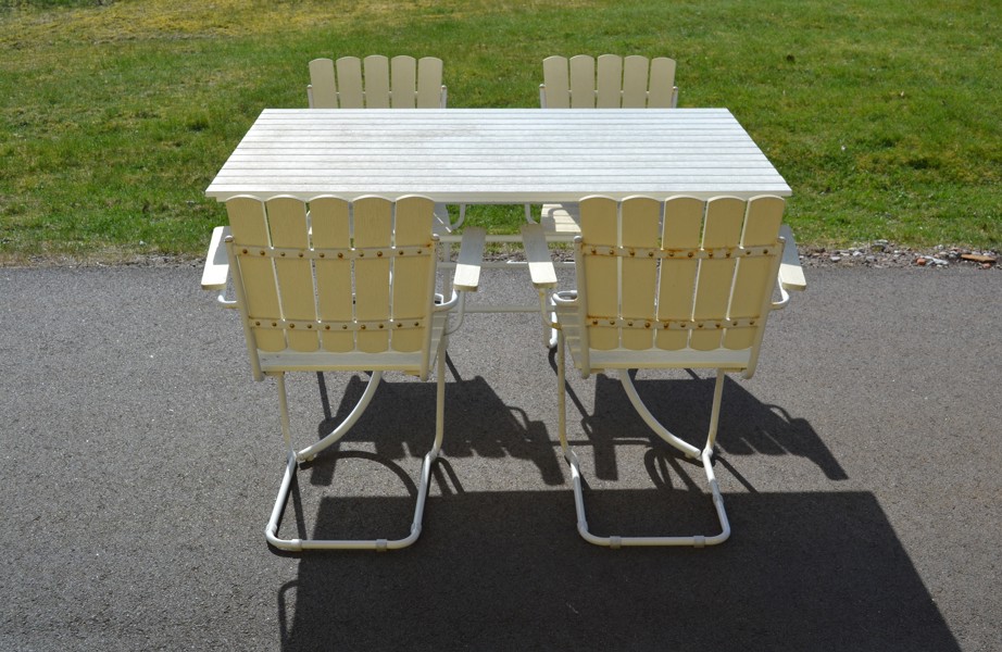 Trädgårdsmöbler. 5 Delar, trä & metall.