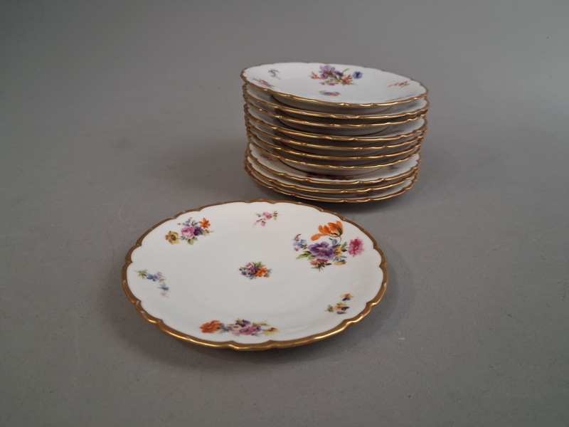 11 Assietter, Bavaria. P.T. Porzellan fabrik Tirschenreuth.