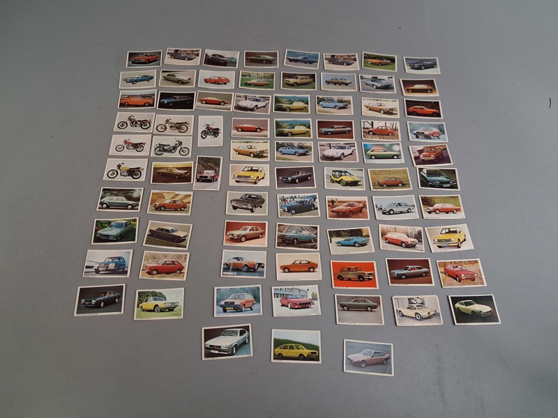 Samlarbilder. Bilar & Motorcyklar, mestadels bilar. Fabrikat Dandy, printed in Denmark.