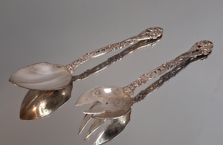 Salladsbestick. Silver, Charles Harrold & Co Birmingham, 48,8gram.