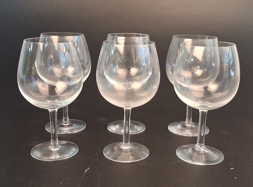 SIGNE PERSSON-MELLIN. 6 Vinglas, "Bouquet", Kosta Boda.