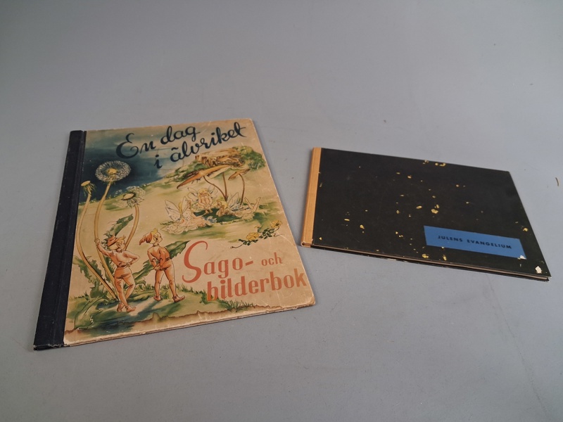 Julens Evangelium, En bok från tre tryckare 1956 & en dag i älvriket, Hälsingborgs litografiska Aktiebolag. 1948.