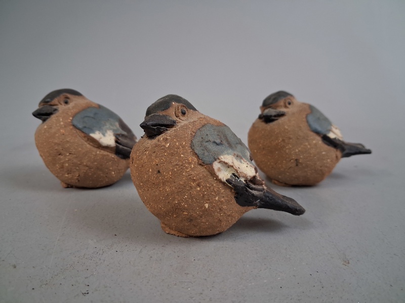3 Figuriner, fåglar. Keramik Gunnar Hansson, Lomma.