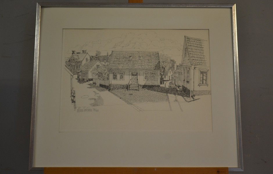 CLAES FOLCKER. Litografi, "Laholm", signerad & numrerad 36/100.