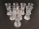 MICHAEL BANG. 8 Snapsglas, "Urglas", Holmegaard, 1975.