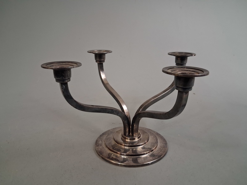 Ljusstake, Art Deco, nysilver, 1920/30-talet.