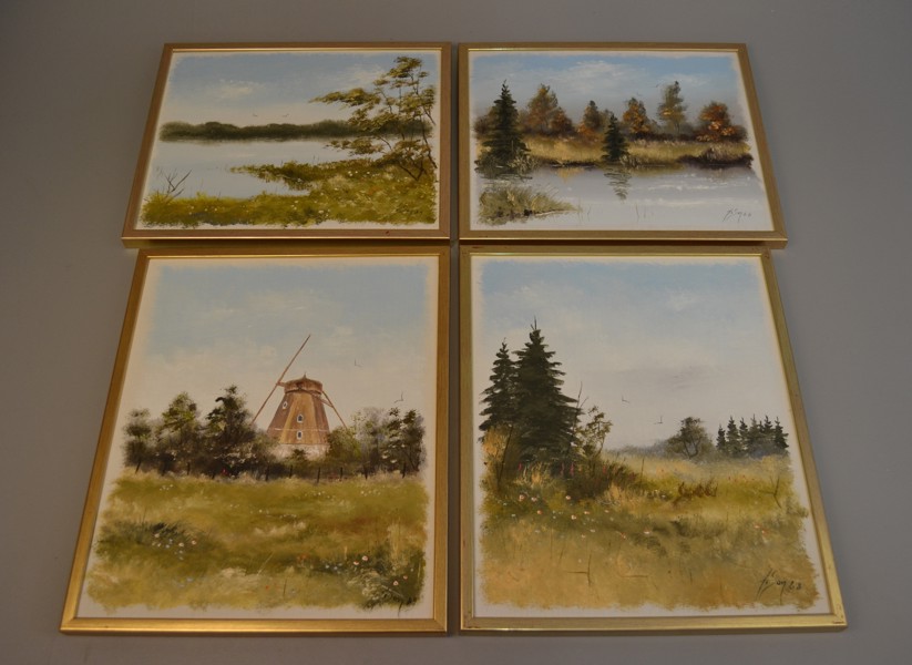 INGVAR J-SON STENDAHL. 4 Oljor på duk, signerade & daterade -88 & -89.