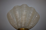 VÄGGLAMPA. "Coquille", ASEA, Swedish Modern, Fäste i mässing med kupa i formpressat glas i form av snäcka.