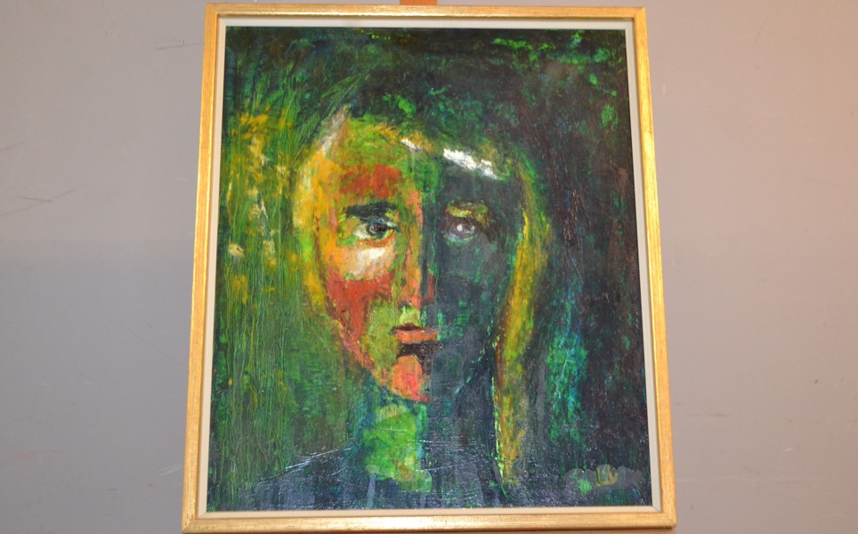 LISE-LOTTEN HAAKE. Olja på pannå, "porträtt", monogramsignerad.