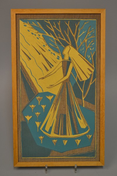 ILSE ROEMPKE. Textiltryck, signerad.