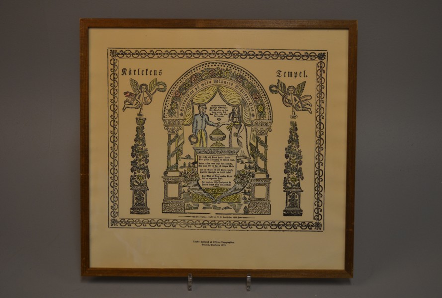 Kistebrev, även kallat julbrev eller minnestavla, "Kärlekens tempel", tryckt Skansen Stockholm 1973.