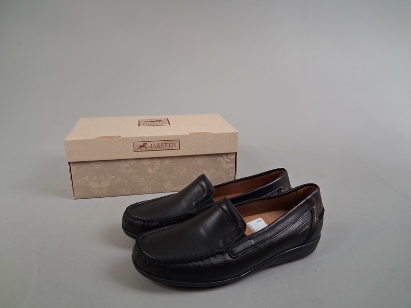 Skor, Hästen, Anita Shoe, Black Nappa, Loafer. Storlek 4 1/2.