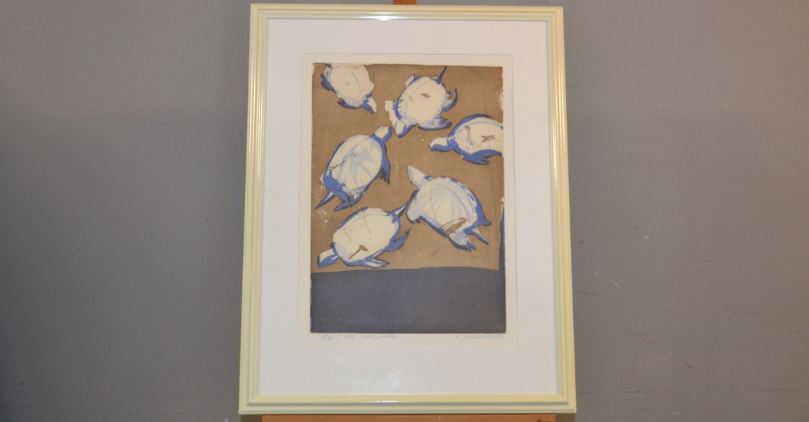 LARS JOHANSSON. Färglitografi, "Grå sköldpaddor", signerad, daterad -86 & numrerad 11/70.