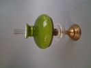 Fotogenlampa. Grön Kupa. Glas & Mässing.