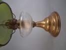 Fotogenlampa. Grön Kupa. Glas & Mässing.