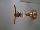 Fotogenlampa. Grön Kupa. Glas & Mässing.