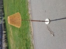 Golvlampa. Mässing & teak. El-armatur Kosta.
