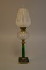 Bordsfotogenlampa. 1900-Talets första hälft, mässing & glas.