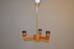 Taklampa. Teak & mässing, 1950/60-talet.