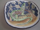 Fat. Grön Ödla. M-1955 Tilgmans keramik.