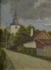 OIDENTIFIERAD KONSTNÄR. Olja på duk, "Motiv från Laholm", otydlig signatur.