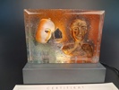 BERTIL VALLIEN. Skulptur, Unikat, "Bonnie & Clyde", Kosta Boda, signerad.