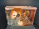 BERTIL VALLIEN. Skulptur, Unikat, "Bonnie & Clyde", Kosta Boda, signerad.