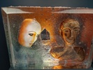 BERTIL VALLIEN. Skulptur, Unikat, "Bonnie & Clyde", Kosta Boda, signerad.