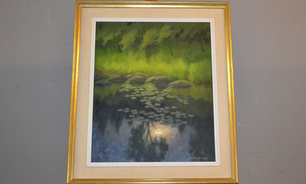 OLE SKIBSTRUP (1887-1972), Olja på pannå, "Vattendrag", signerad.