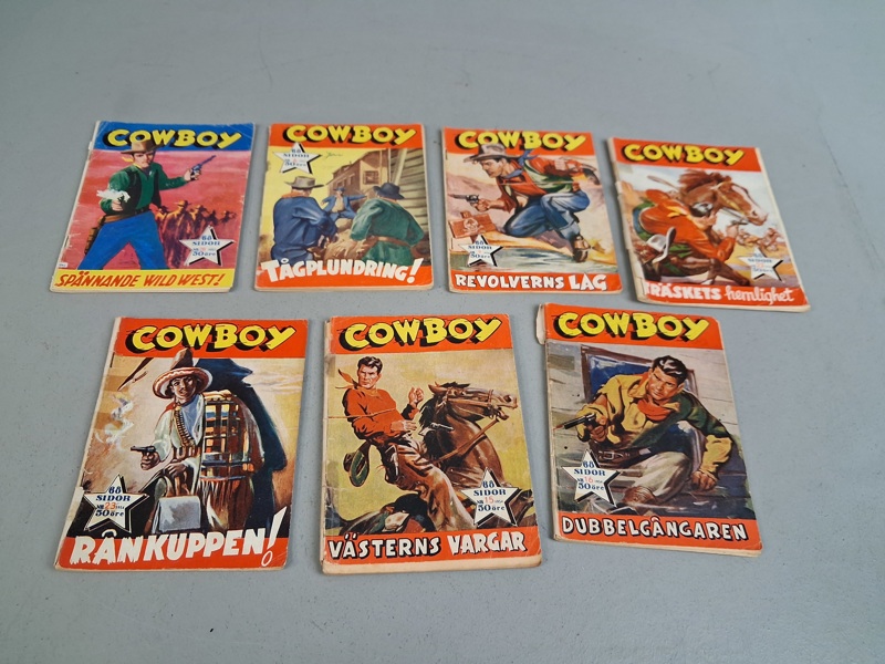 7 Cowboy serietidningar 1954 & 1957.