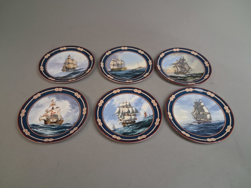 6 Samlartallrikar, "Skepp", Royal Doulton.