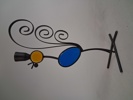 GUNNAR ANDER. Ljusstake, glas & metall, "Fågel", Ystad Metall, 1950/60-talet.