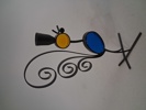 GUNNAR ANDER. Ljusstake, glas & metall, "Fågel", Ystad Metall, 1950/60-talet.