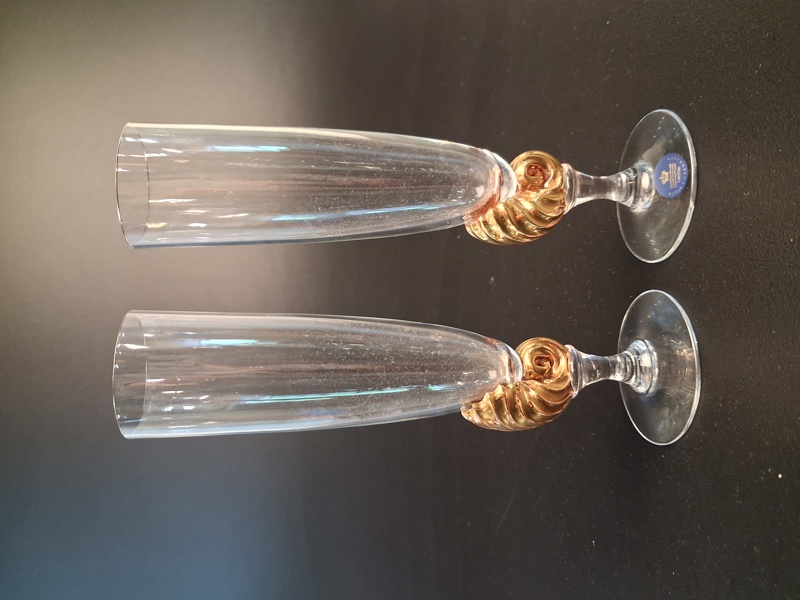 2 Champagneglas. "Neptus", Darryle Hinz. Royal Copenhagen.